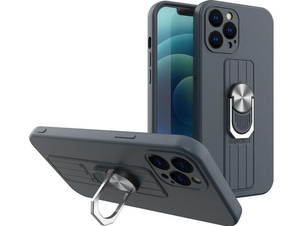 Hurtel Ring Case silikonfodral med fingergrepp och stativ för Samsung Galaxy S21+ 5G (S21 Plus 5G) mörkblå