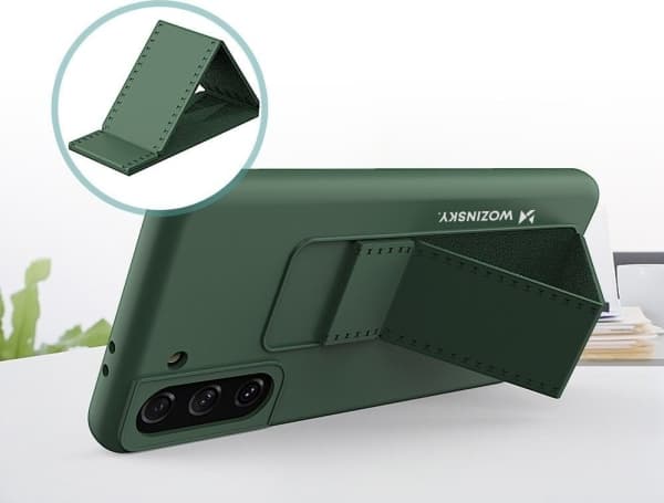 Wozinsky Wozinsky Kickstand-veske Fleksibelt silikondeksel med stativ for Samsung Galaxy S21+ 5G (S21 Plus 5G) Grå