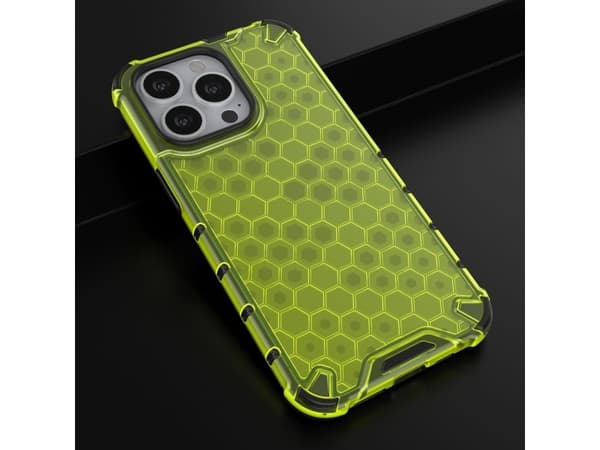 Hurtel Honeycomb pansret deksel med gelramme for iPhone 13 Pro grønn