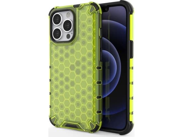 Hurtel Honeycomb pansret deksel med gelramme for iPhone 13 Pro grønn