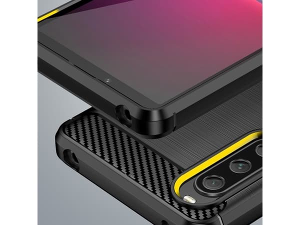 Hurtel Carbon Case Case for Sony Xperia 10 V fleksibelt silikon Carbon Cover sort