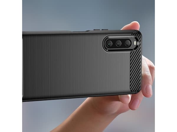 Hurtel Carbon Case Case for Sony Xperia 10 V fleksibelt silikon Carbon Cover sort