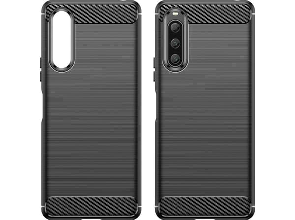 Hurtel Carbon Case Case for Sony Xperia 10 V fleksibelt silikon Carbon Cover sort