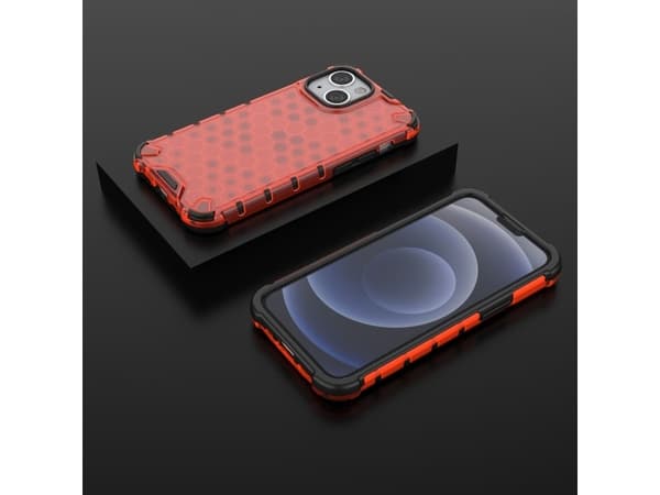 Hurtel Honeycomb pansarskal med gelram iPhone 13 mini röd