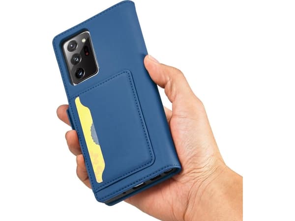 Hurtel Magnet Card Case Case for Samsung Galaxy S22 Ultra Cover Card Wallet Card Stand Blå