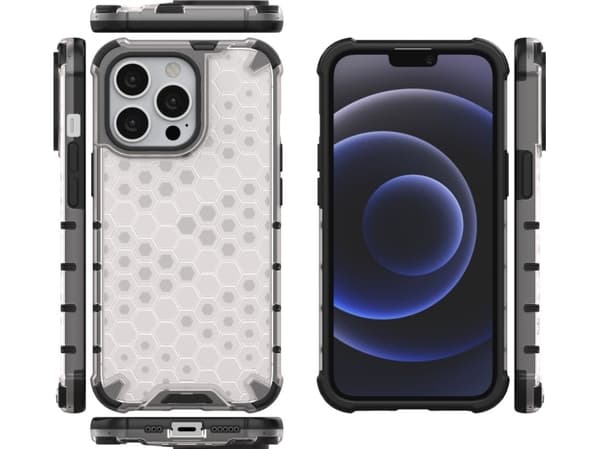 Hurtel Honeycomb panssaroitu kotelo geelikehyksellä iPhone 13 Pro kirkas