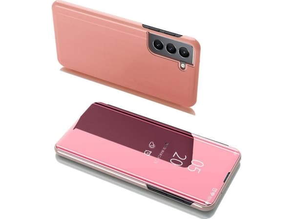 Hurtel Clear View Case flip case Samsung Galaxy S22+ (S22 Plus) vaaleanpunainen
