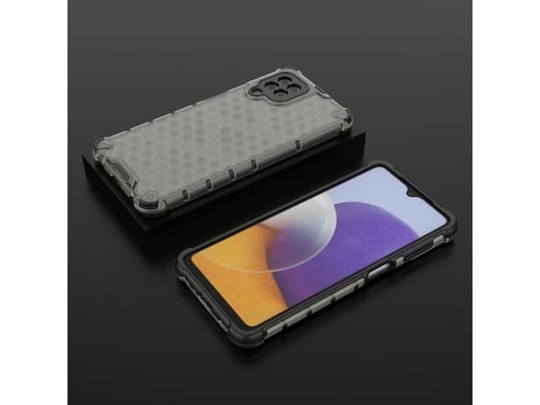 Hurtel Honeycomb panssaroitu kotelo geelikehyksellä Samsung Galaxy A22 4G musta