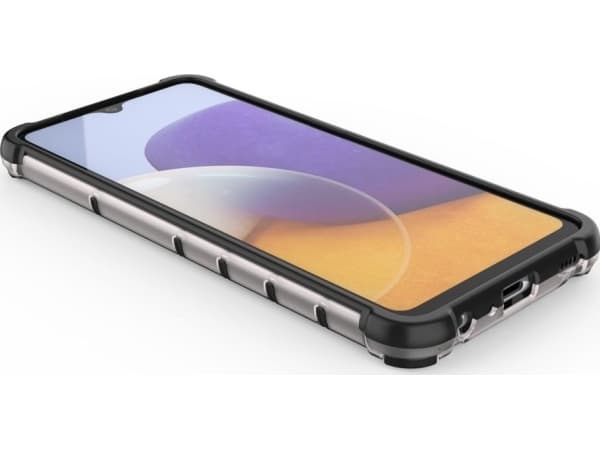 Hurtel Honeycomb panssaroitu kotelo geelikehyksellä Samsung Galaxy A22 4G musta