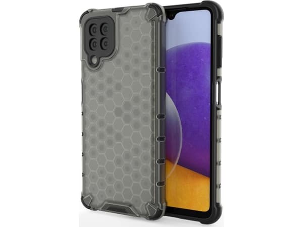 Hurtel Honeycomb panssaroitu kotelo geelikehyksellä Samsung Galaxy A22 4G musta