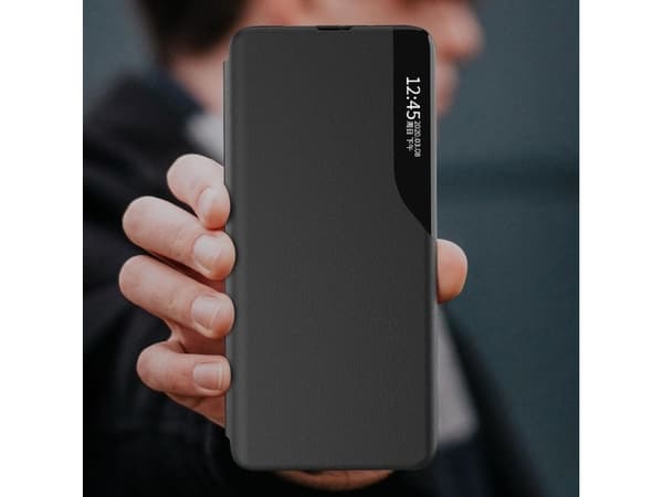Clear View Eco Leather View Case elegant fodral med flip cover och ståfunktion Xiaomi Poco X4 NFC 5G svart