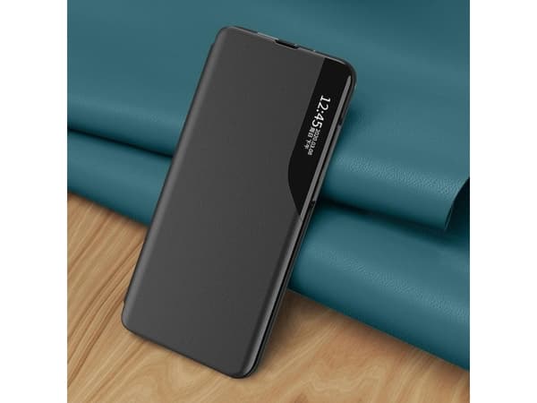 Clear View Eco Leather View Case elegant fodral med flip cover och ståfunktion Xiaomi Poco X4 NFC 5G svart