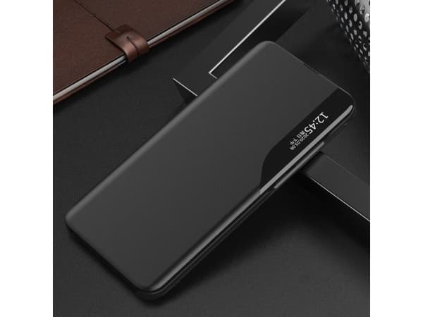 Clear View Eco Leather View Case elegant fodral med flip cover och ståfunktion Xiaomi Poco X4 NFC 5G svart