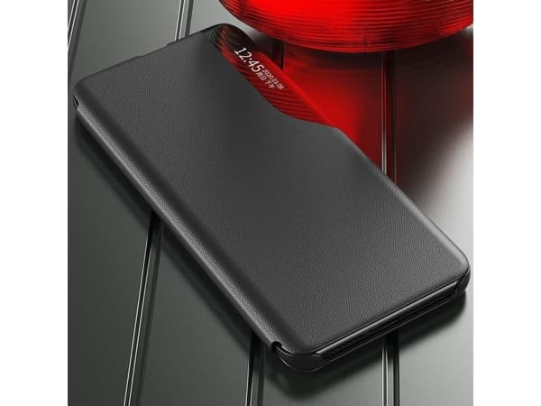 Clear View Eco Leather View Case elegant fodral med flip cover och ståfunktion Xiaomi Poco X4 NFC 5G svart
