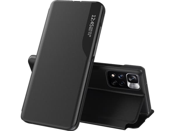 Clear View Eco Leather View Case elegant fodral med flip cover och ståfunktion Xiaomi Poco X4 NFC 5G svart