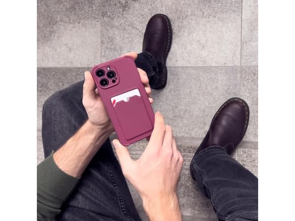 Hurtel Card Armor Case Deksel til iPhone 11 Pro Max kortlommebok Silikon Armor Air Bag Cover oransje