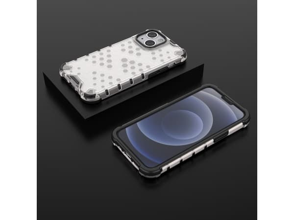 Hurtel Honeycomb-deksel, pansret deksel med gelramme, iPhone 13 mini, gjennomsiktig