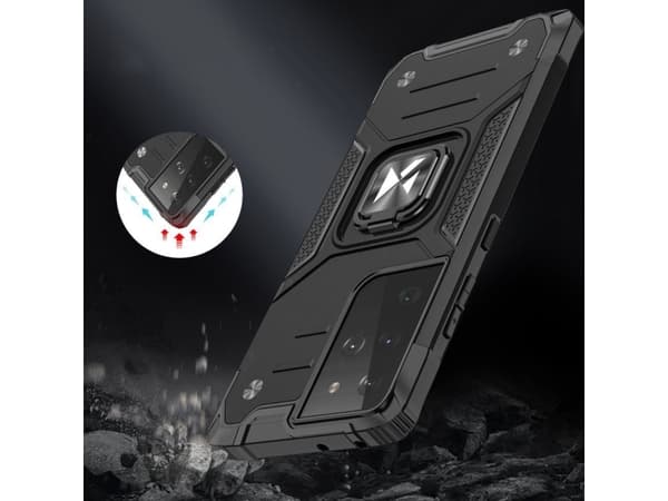 Wozinsky Wozinsky Ring Armor pansar hybridfodral + magnethållare Samsung Galaxy S22 Ultra röd