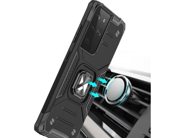 Wozinsky Wozinsky Ring Armor pansar hybridfodral + magnethållare Samsung Galaxy S22 Ultra röd