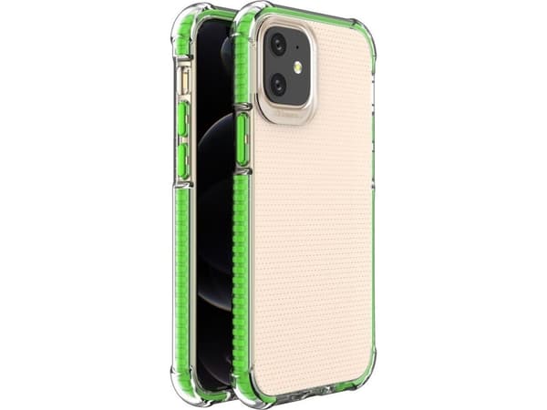 Hurtel Spring Armor gel elastiskt pansarskal med färgad ram för iPhone 12 mini grön