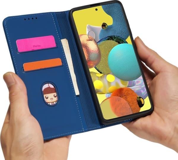 Hurtel Magnet Card Case Case for Samsung Galaxy A13 5G Cover Card Lommebok Kortstativ Blå