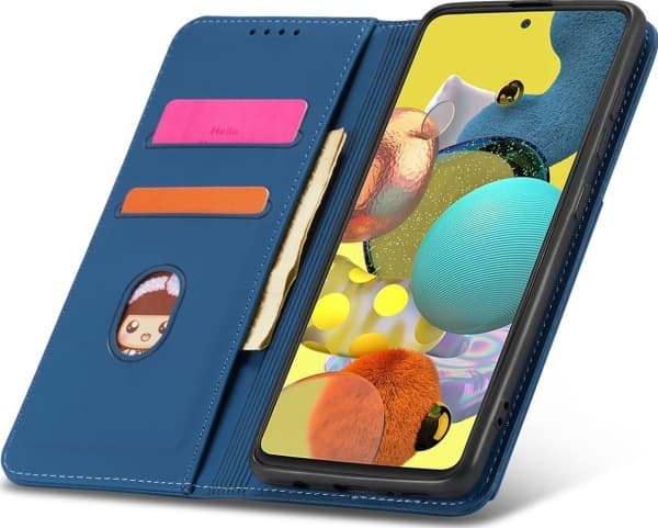Hurtel Magnet Card Case Case for Samsung Galaxy A13 5G Cover Card Lommebok Kortstativ Blå