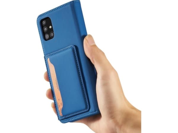 Hurtel Magnet Card Case Case for Samsung Galaxy A13 5G Cover Card Lommebok Kortstativ Blå