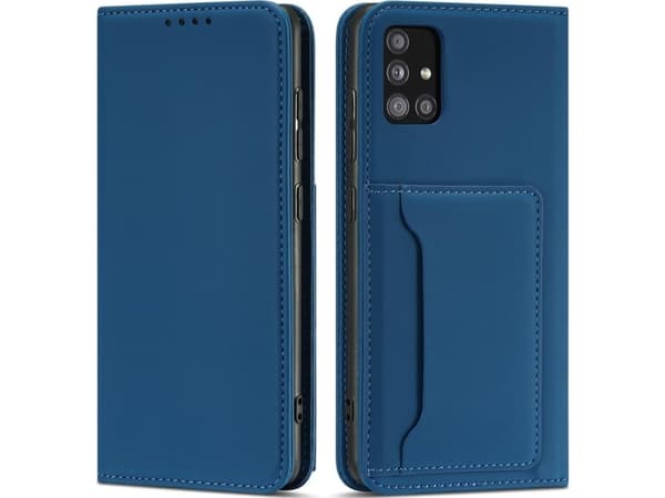 Hurtel Magnet Card Case Case for Samsung Galaxy A13 5G Cover Card Lommebok Kortstativ Blå