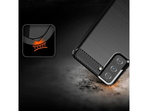 Hurtel Carbon Case fleksibelt deksel for Samsung Galaxy S21+ 5G (S21 Plus 5G) blå