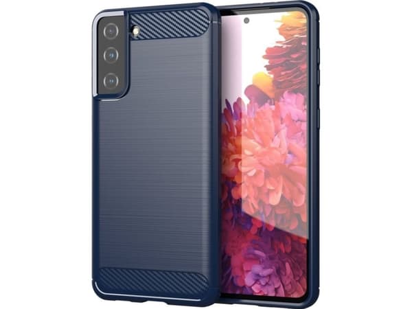 Hurtel Carbon Case fleksibelt deksel for Samsung Galaxy S21+ 5G (S21 Plus 5G) blå