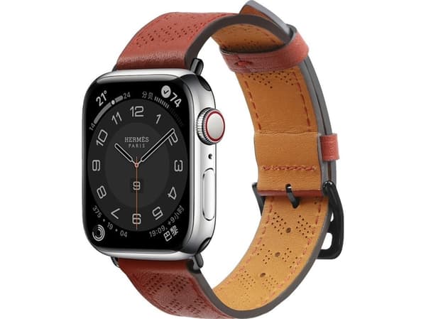 Hurtel läderarmband Apple Watch Ultra, SE, 8, 7, 6, 5, 4, 3, 2, 1 (49, 45, 44, 42 mm) armband röd