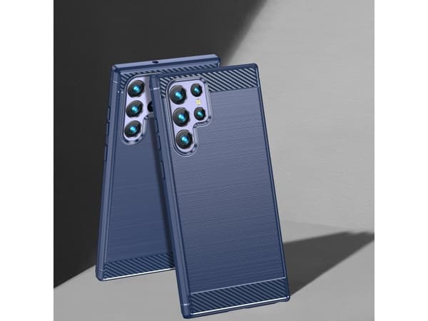 Hurtel Carbon Case Samsung Galaxy S23 Ultra joustava silikoni hiilikotelo sininen