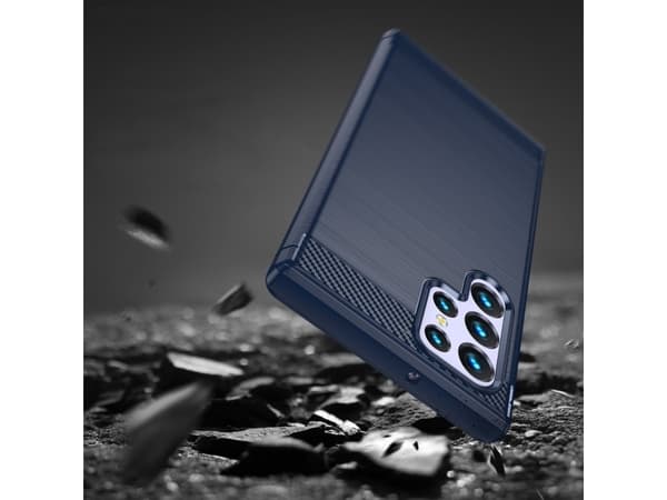 Hurtel Carbon Case Samsung Galaxy S23 Ultra joustava silikoni hiilikotelo sininen
