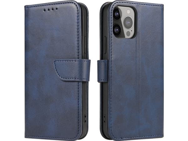 Hurtel Magnet Case tyylikäs flip kansi tapauksessa jalusta toiminto iPhone 13 Pro sininen