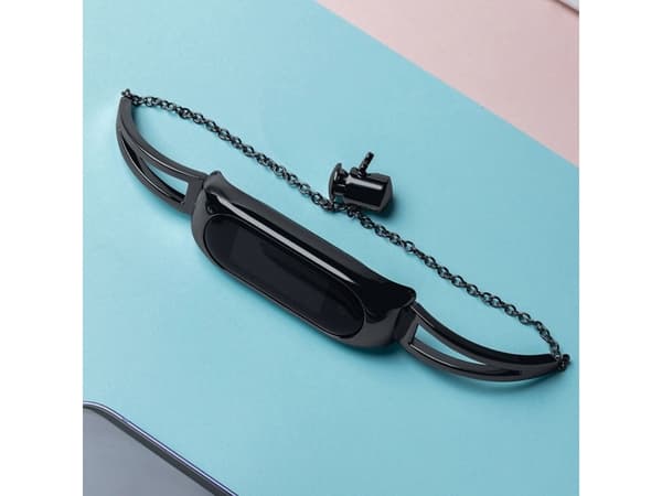 Hurtel Korvaava metalli nauha rannekoru ketju hihna Xiaomi Mi Band 6 / 5 / 4 / 3 musta
