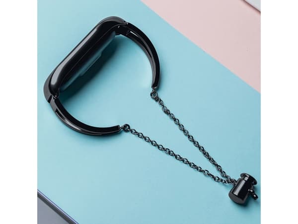 Hurtel Korvaava metalli nauha rannekoru ketju hihna Xiaomi Mi Band 6 / 5 / 4 / 3 musta