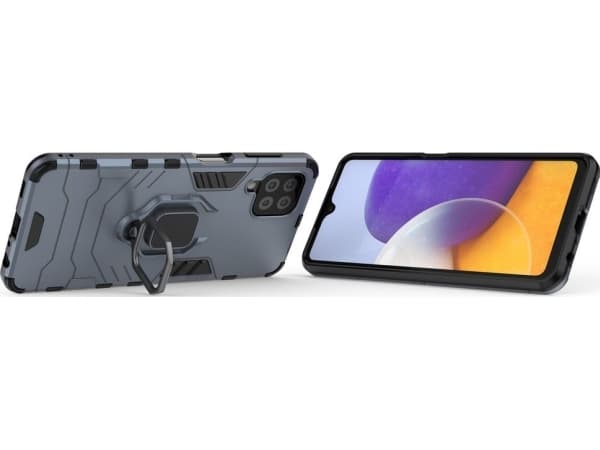 Hurtel Ring Armor pansar hybridfodral + magnethållare Samsung Galaxy A22 4G blå