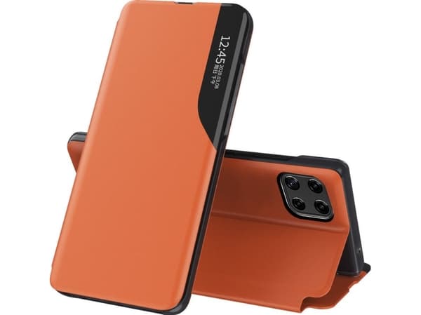 Hurtel Eco Leather View Case elegant fodral med klaff och ståfunktion Samsung Galaxy A22 4G orange