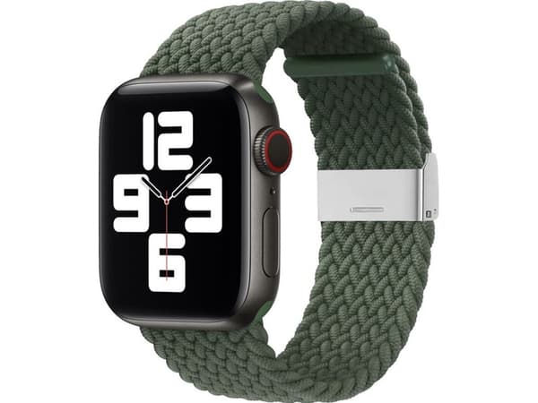 Reim stoffbånd for Watch Ultra / 9 / 8 / 7 / 6 / SE / 5 / 4 / 3 / 2 (49mm / 45mm / 44mm / 42mm) Flettet stoffrem klokkearmbånd Grønt
