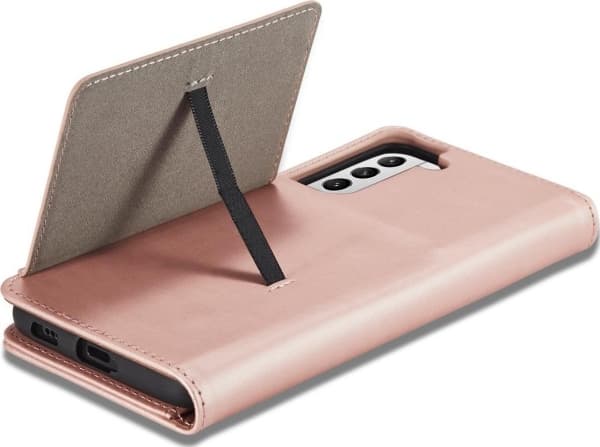 Hurtel Magnet Card Case Deksel for Samsung Galaxy S22+ (S22 Plus) Dekselkort Lommebok Kortstativ Rosa