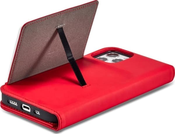 Hurtel Magnet Card Case-deksel til iPhone 12 Pro, deksel, lommebok for kort, kortstativ, rød