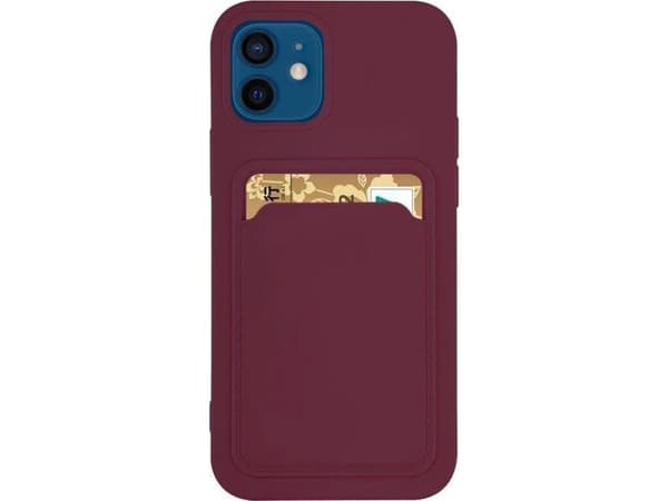 Hurtel Card Case silikoni lompakko tapauksessa kortti taskussa asiakirjat Xiaomi Redmi 10X 4G / Xiaomi Redmi Note 9 maroona