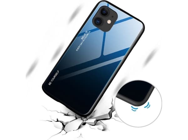 Hurtel Gradient Glass-deksel, deksel, overlegg i herdet glass, iPhone 12 mini, svart og rød