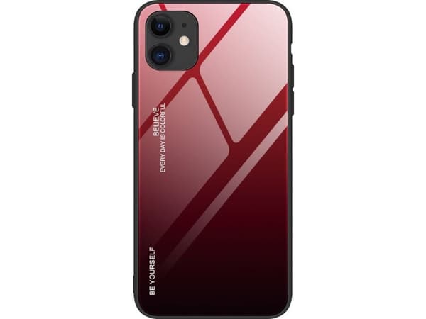 Hurtel Gradient Glass-deksel, deksel, overlegg i herdet glass, iPhone 12 mini, svart og rød