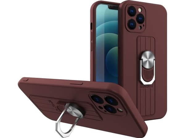 Hurtel Ring Case silikonfodral med fingergrepp och stativ för Xiaomi Redmi 10X 4G / Xiaomi Redmi Note 9 brun