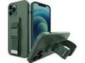 Miniatyrbilde 1 av 5: Hurtel Rope case gel-deksel med lanyard kjede håndveske lanyard iPhone 12 Pro Max mørkegrønn