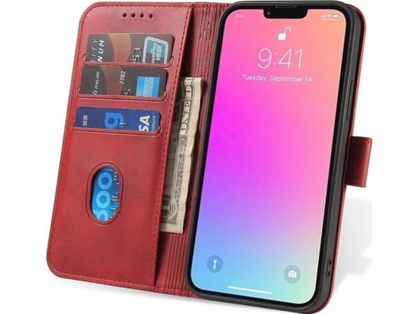 Hurtel Magnet Case-deksel til Samsung Galaxy A34 5G-deksel med lommebokstativ rød