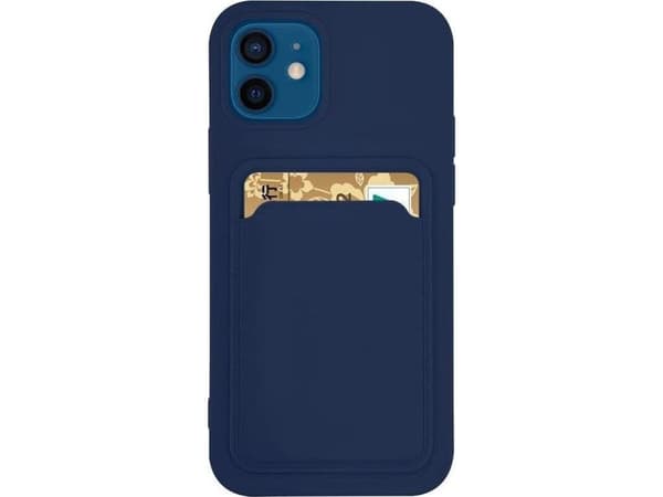 Hurtel Card Case silikoni lompakko tapauksessa kortti taskussa asiakirjat Samsung Galaxy S21 + 5G (S21 Plus 5G) tummansininen