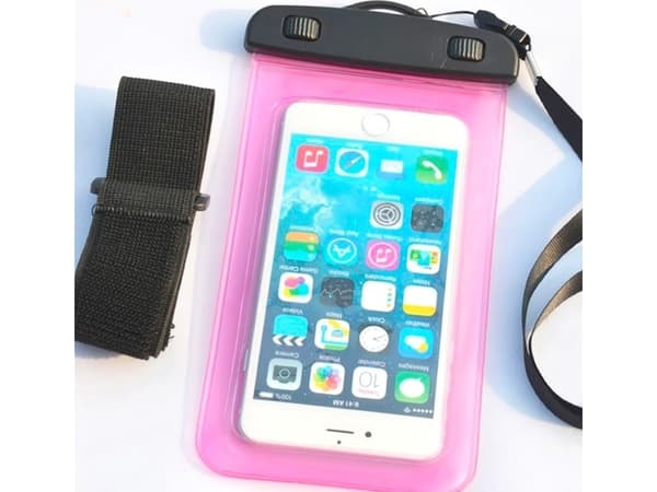 Hurtel vanntett etui med bånd for en PVC-telefon - oransje