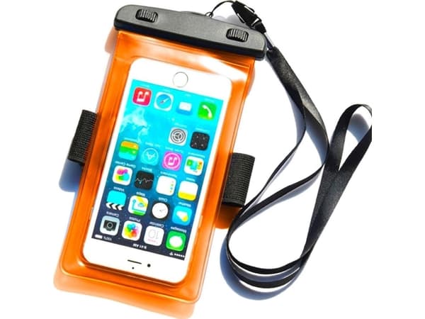 Hurtel vanntett etui med bånd for en PVC-telefon - oransje